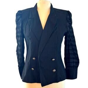 Vintage Black Puff Sheer Sleeve Fitted Whimsigoth Blazer